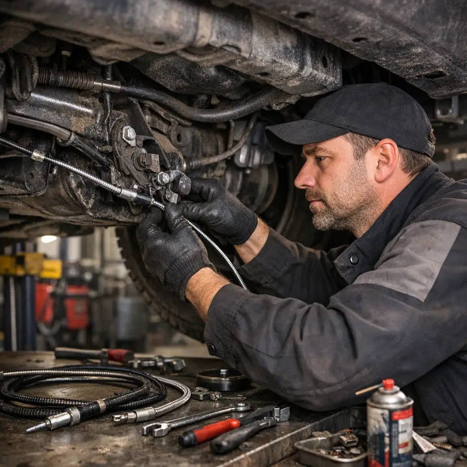 Замена троса ручного тормоза