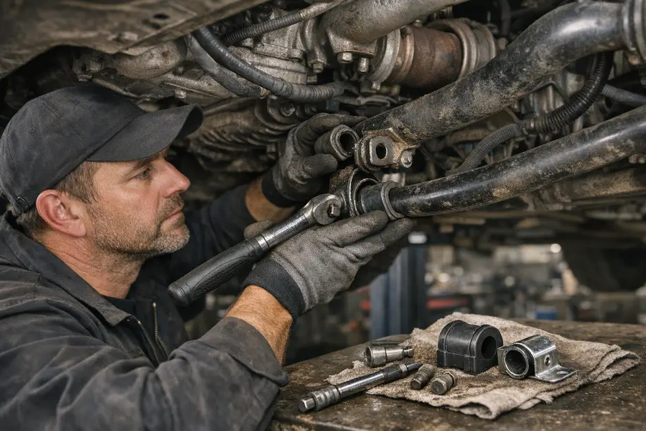 Замена втулки переднего стабилизатора (с/блок)